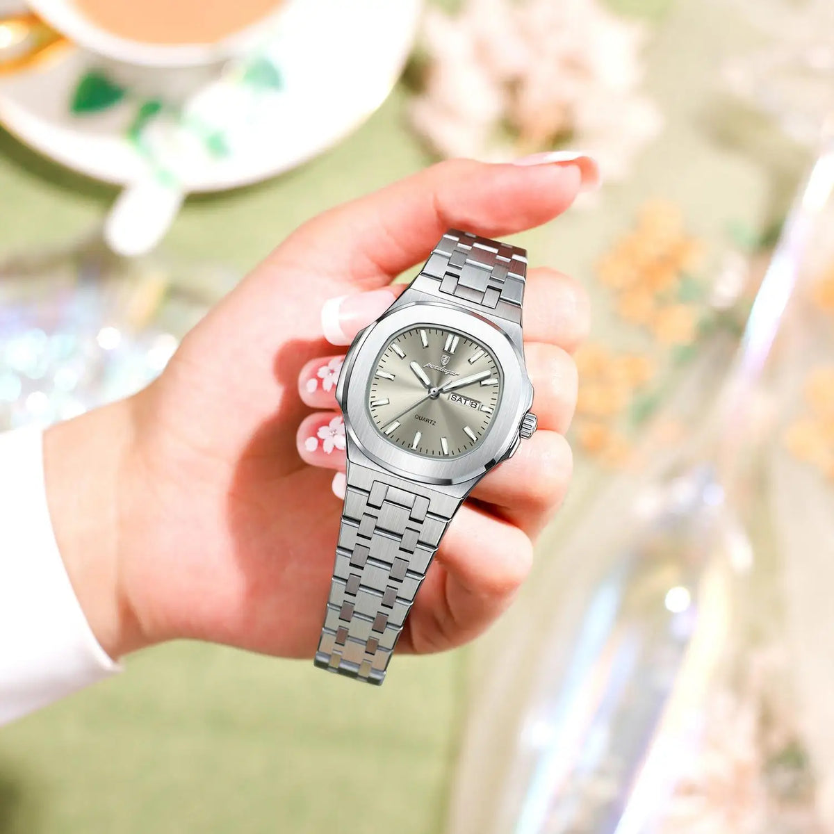 Poedagar Luxury Elegant Stainless Steel Girl Reloj Waterproof Luminous Date Quartz Watch for Women