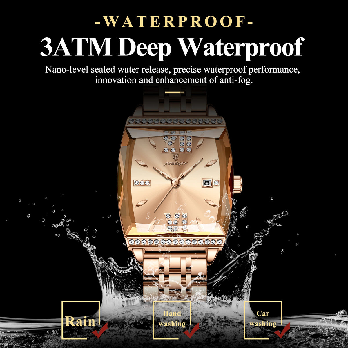 Poedagar 795 Luxury Women's Watch Diamond Ladies Watches Waterproof Luminous Stainless Steel Bracelet Quartz Watch for Women