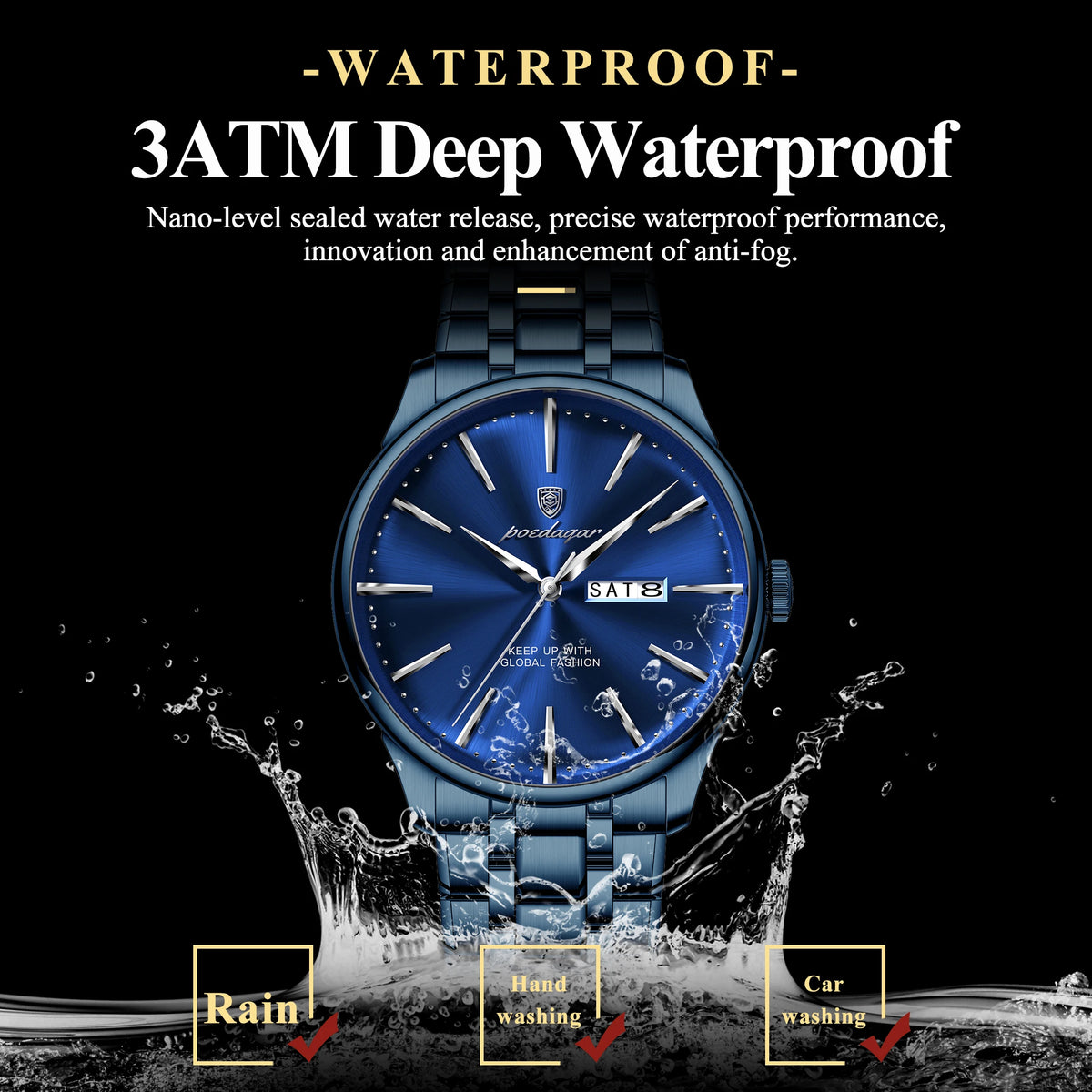 Poedagar 843 Luxury Men Watch Classic 3ATM Waterproof Calendar Montre Homme Quartz Wristwatch Factory Wholesale Ready to Ship