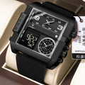 Poedagar 997 Luxury Men's Watch Square Case Leather Waterproof Luminous Quartz Montre Multifunctional Chronograph Watch for Men