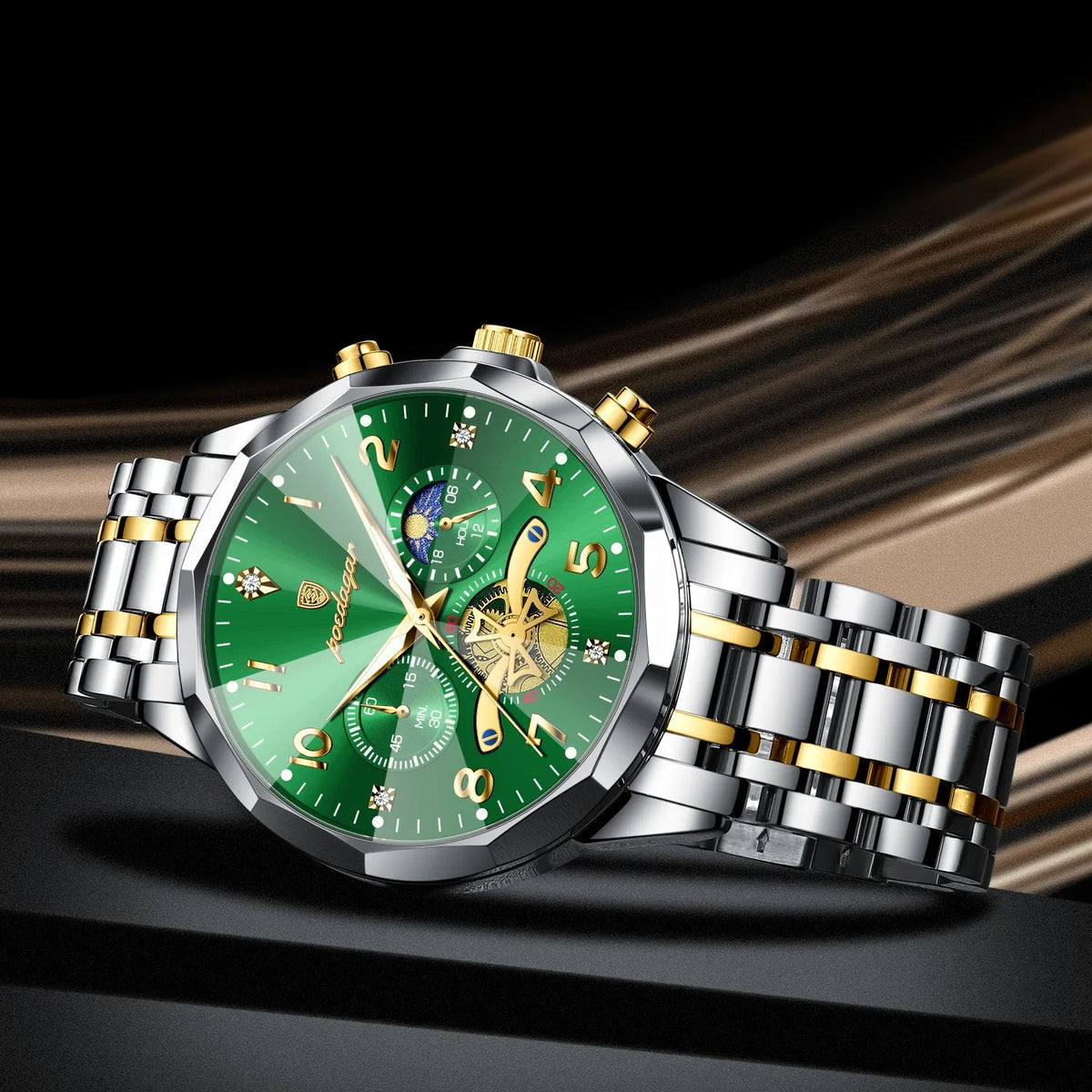 Watch for Men Luxury Poedagar 939 Stainless Steel Chronograph Men's Quartz Watches Luminous Waterproof Watch for Men Orologio