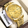 Poedagar 910 Men Luxury Diamond Quartz Watch Sport 3BAR Waterproof Luminous Calendar Stainless Steel Bulk Factory Wholesale