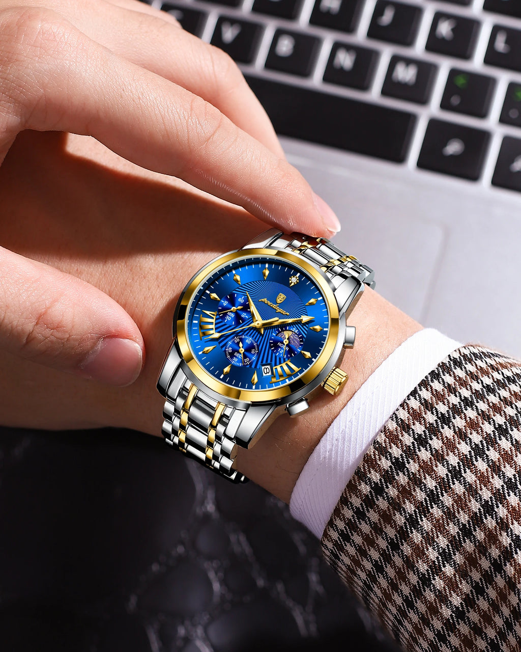 Poedagar High Quality Montres De Luxe Waterproof Luminous Men Watch Chronograph Stainless Steel Luxury Quartz Watches for Men