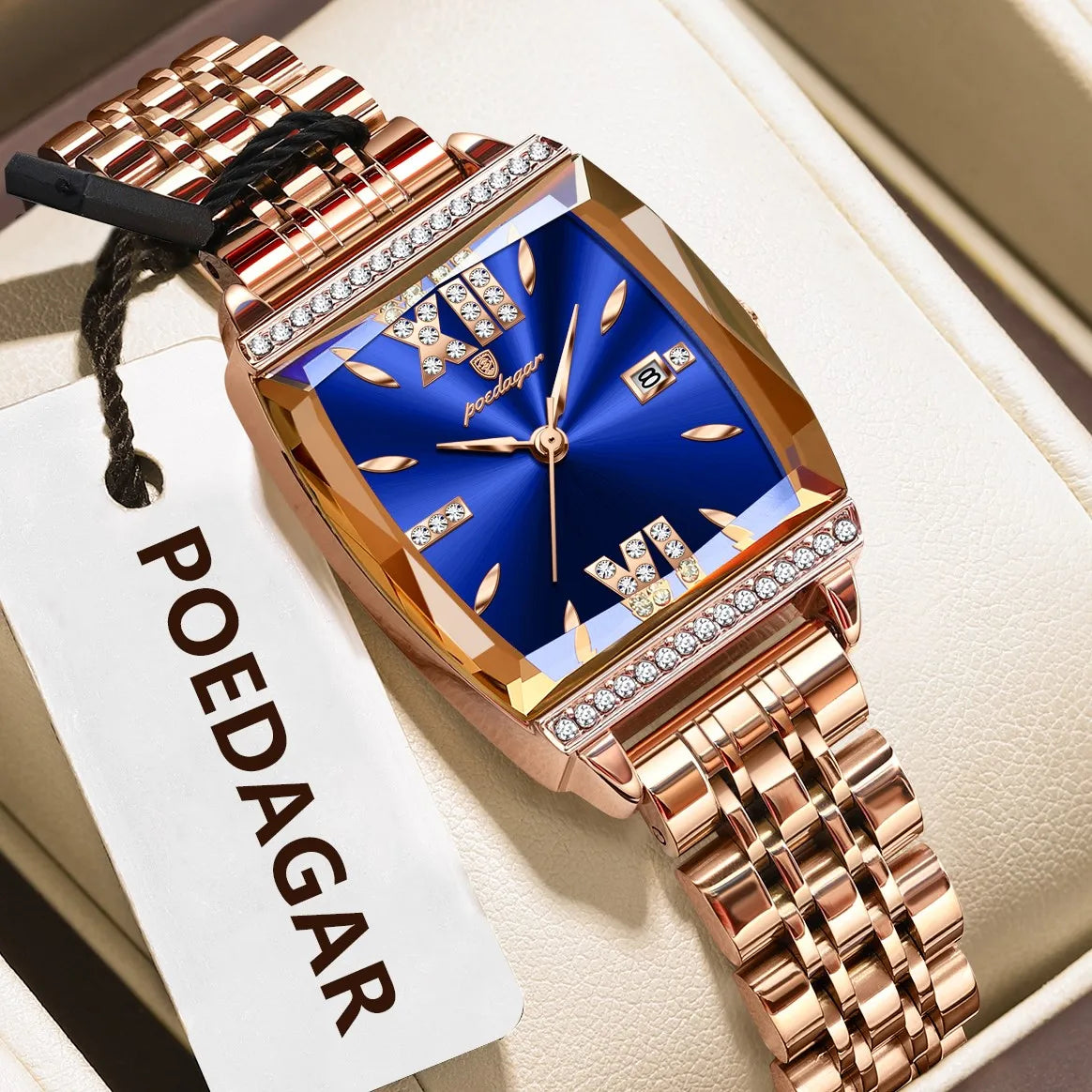 Poedagar 795 Luxury Women Watches Stainless Steel Reloj Mujer Diamond Gift for Girl Waterproof Luminous Quartz Watch for Women