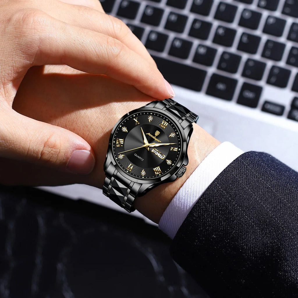 Poedagar 883 Men's Luxury Watch Fashion Stainless Steel Quartz Watches Montre Waterproof Luminous Business Wristwatch for Men