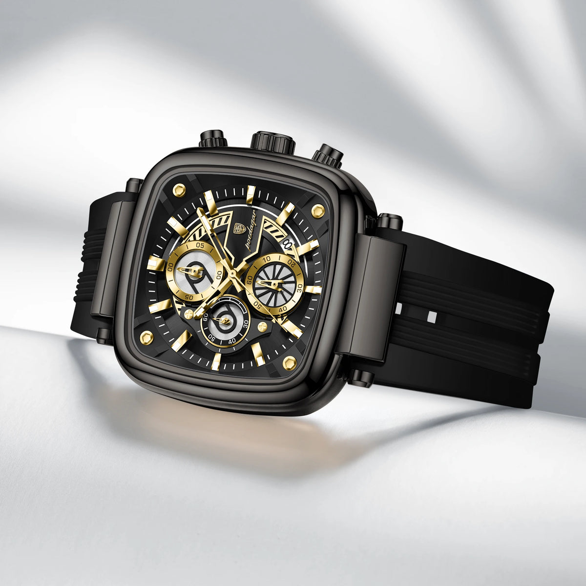 Poedagar 849 Sport Men Watch 3ATM Waterproof Luminous Square Chronograph Quartz Wristwatch Factory Direct Wholesale Price