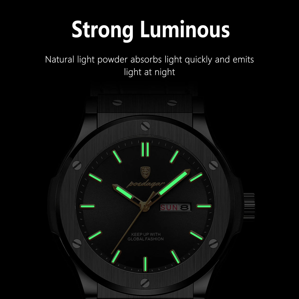Poedagar 952 Men's Watch Luxury Sports Reloj Silicone Strap Quartz Wristwatches Date Week Waterproof Luminous Watch for Men