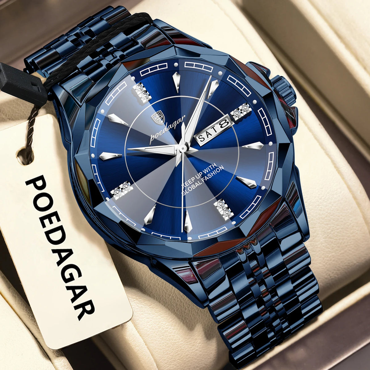 Poedagar 674 Luxury Men's Watches Business Stainless Steel Quartz Watch Waterproof Luminous Calendar Reloj Wristwatch for Men