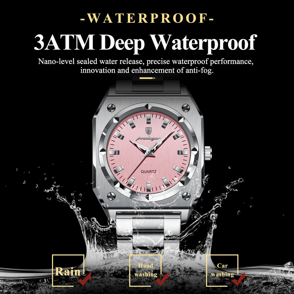 Poedagar 788 Luxury Women's Watch Elegant Waterproof Luminous Exquisite Dress Wristwatch Stainless Steel Quartz Watch for Men