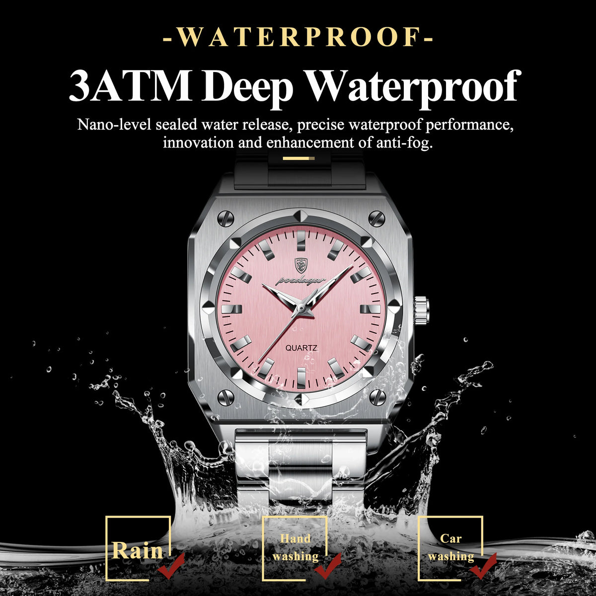 Poedagar 788 Luxury Women's Watch Elegant Waterproof Luminous Exquisite Dress Wristwatch Stainless Steel Quartz Watch for Men