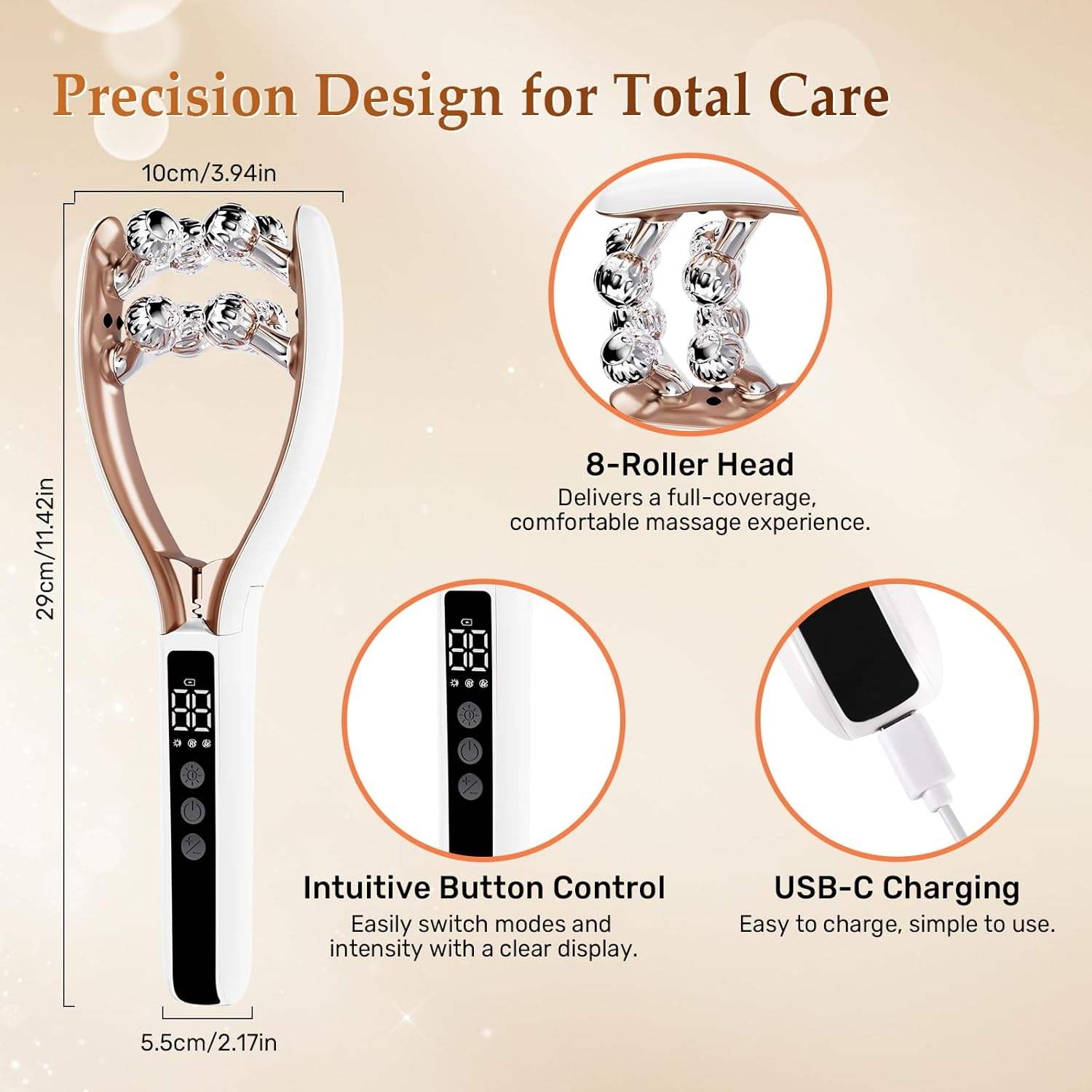 V-Face Shaping Massager – 3D Roller EMS + RF + Vibration