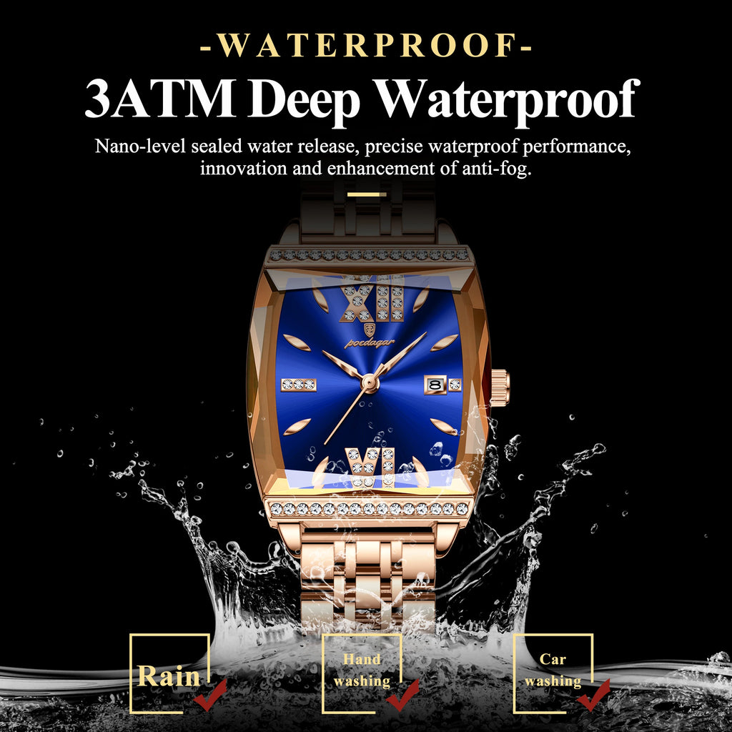 Poedagar 795 Luxury Women Watches Stainless Steel Reloj Mujer Diamond Gift for Girl Waterproof Luminous Quartz Watch for Women