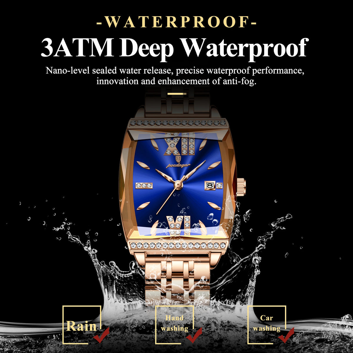 Poedagar 795 Luxury Women Watches Stainless Steel Reloj Mujer Diamond Gift for Girl Waterproof Luminous Quartz Watch for Women