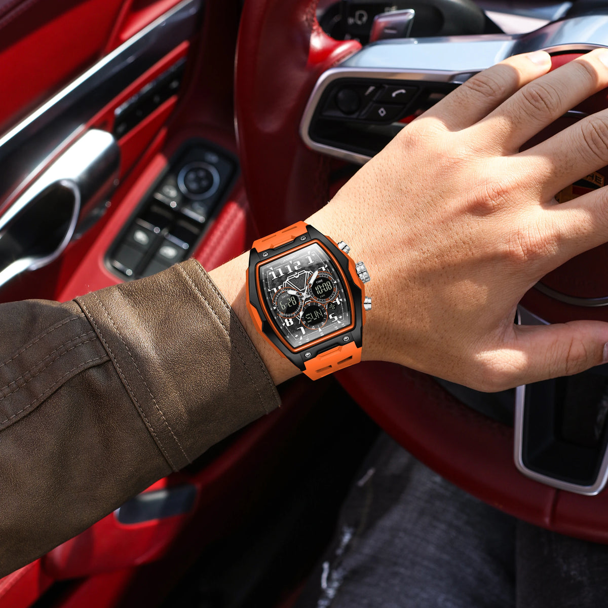 Watch for Men Sport Poedagar 636 Date Week Analog-Digital Quartz Watches Silicone Strap Montre Luminous Waterproof Men's Watch