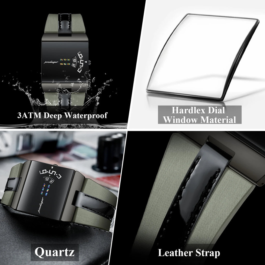 Poedagar 857 Luxury Men's Watch Unique Original Leather Strap Quartz Watches Waterproof Daily Wear Wristwatch for Men Montre