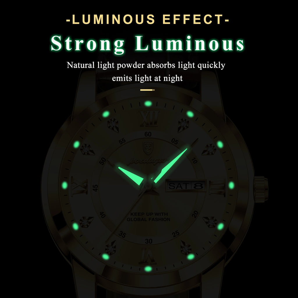Poedagar 936 Watch for Men Luxury Leather Strap Men's Quartz Watches Waterproof Luminous Classic Vintage Reloj Watches for Men