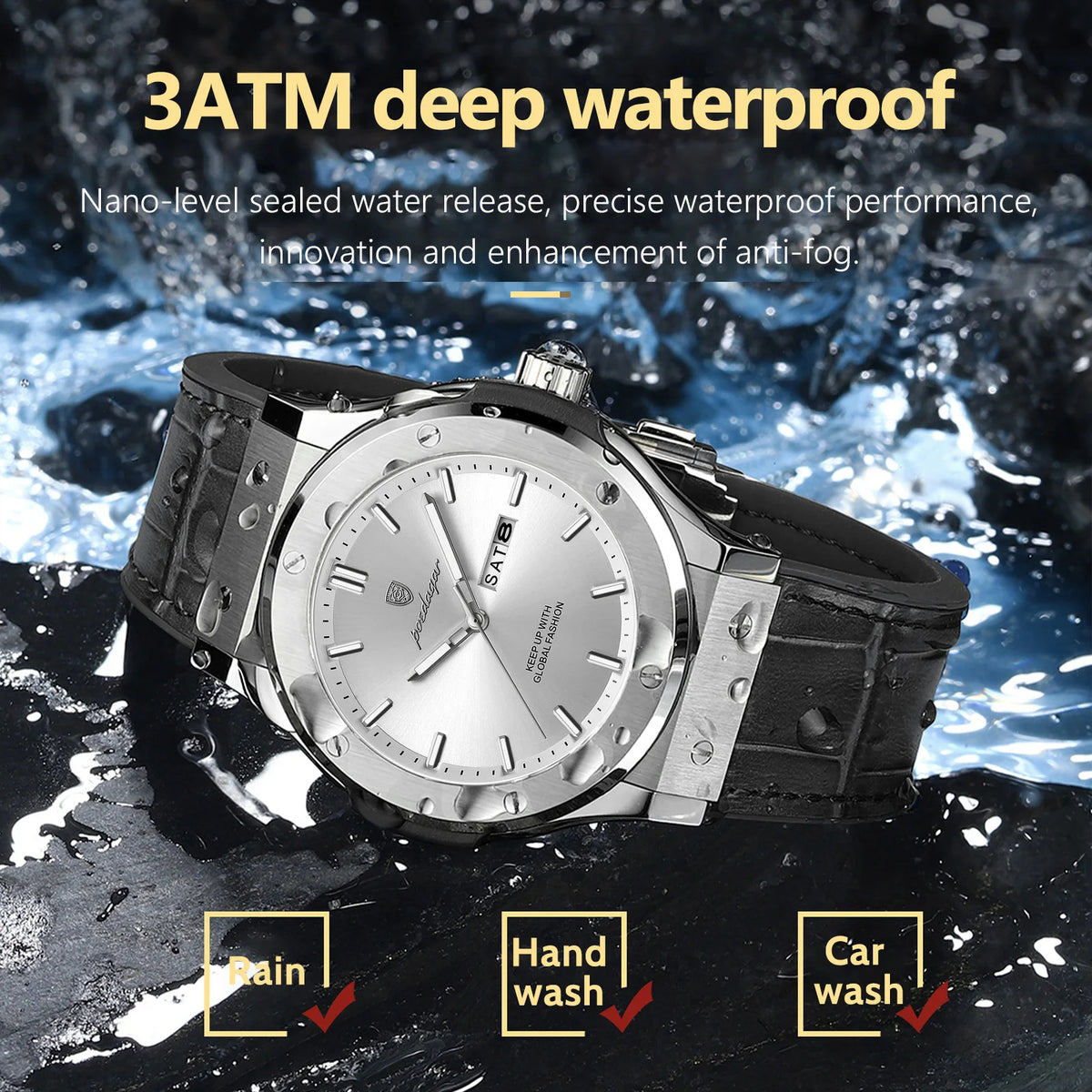 Poedagar 952 Men's Watch Casual Date Waterproof Luminous Quartz Watches Reloj Montre Hommeb Sports Silicone Strap Watch for Men